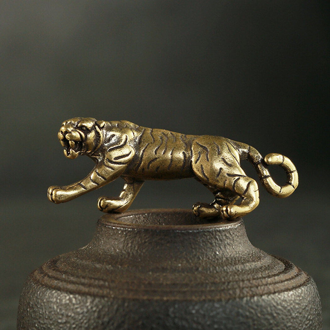 Solid Brass Tiger Figurine Small-Tiger Statue Home Ornament Animal Figurines