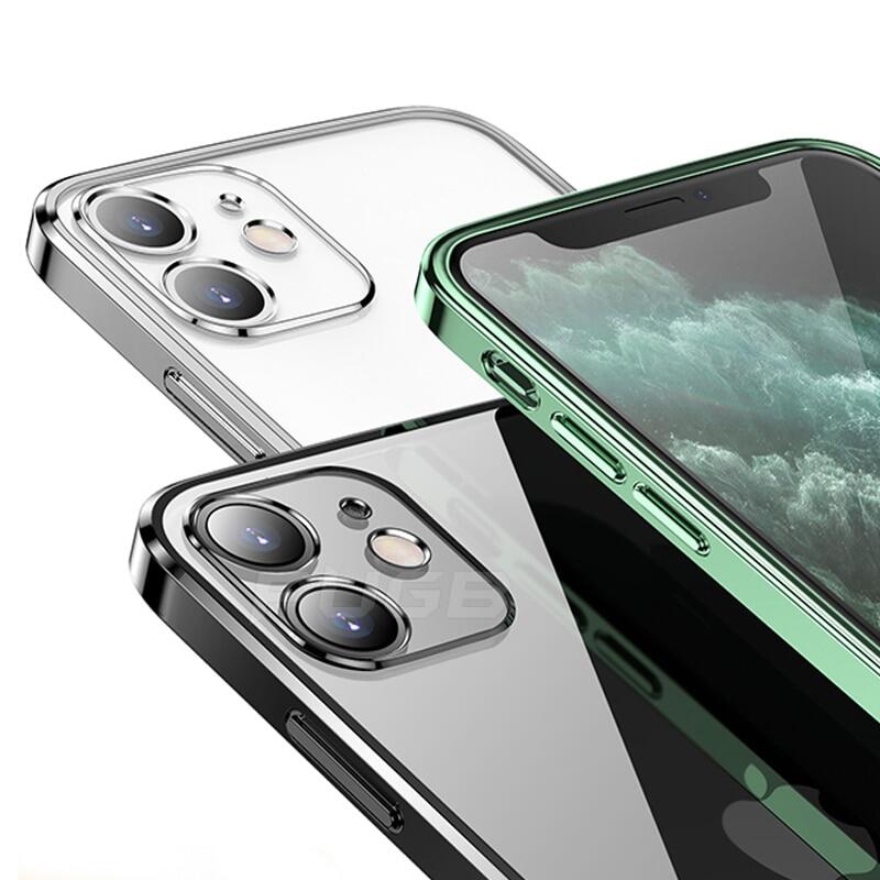HOCE Luxury Square Frame Plating Case For iPhone 12 11 Pro Max Mini iPhone 13 X XR XS 7 8 6S 6 Plus SE 2020 Case Soft TPU Transparent Clear Cover