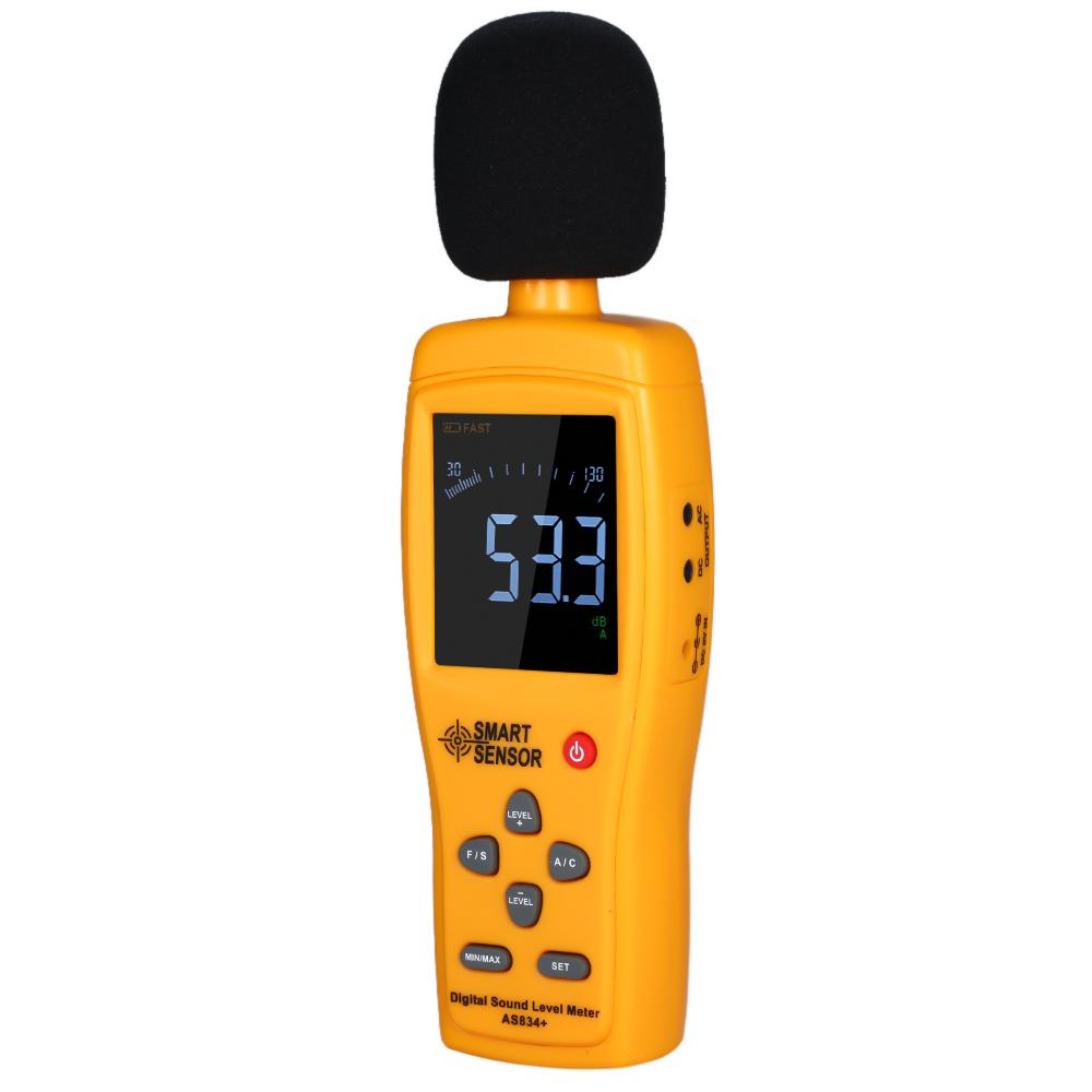 SMART SENSOR AS834 + ดิจิตอลแบบดิจิตอล Noiseless LCD Sound Level Meter ...