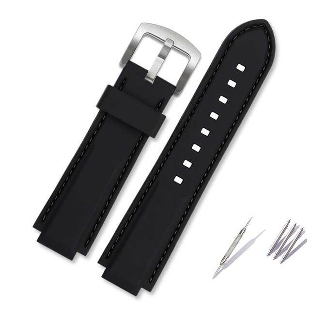 ♔ silicon watchband for casio edifice series 5634 efs-s570yd/ydc/ydb modified convex watch strap black rubber bands