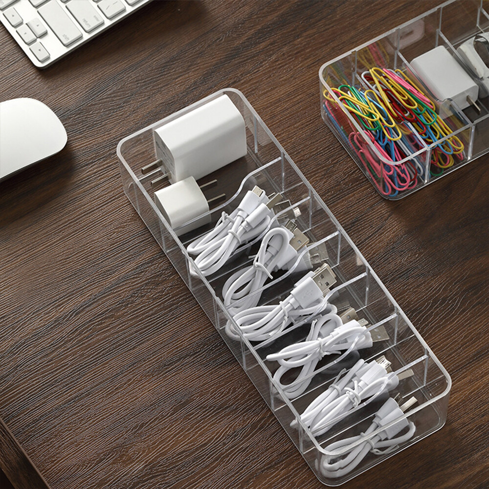 Dust-proof storage cable management box set (covered storage box + 10 straps)