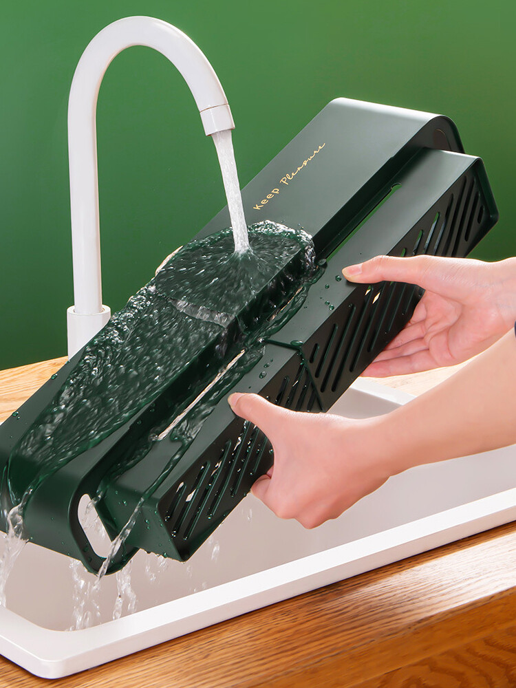 Multi-Function Sink Flip Shelf Anti-Splash Retractable Storage Drain Basket Kitchen Sink Sink Shelf