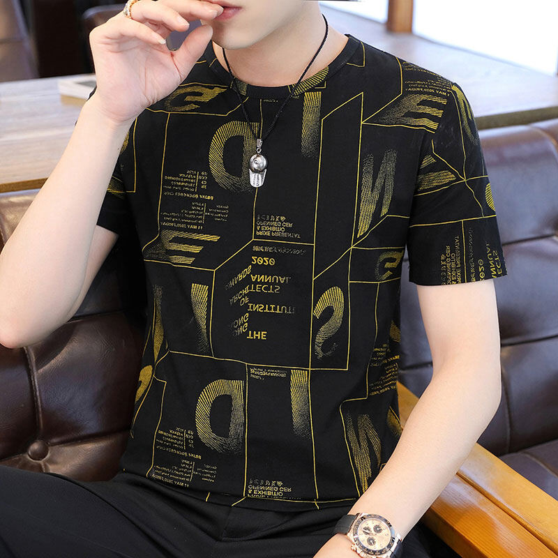 Áo Thun Nam, Áo Thun Ngắn Tay Áo Thun Họa Tiết Cổ Tròn, Áo Thun Áo Thun Nam