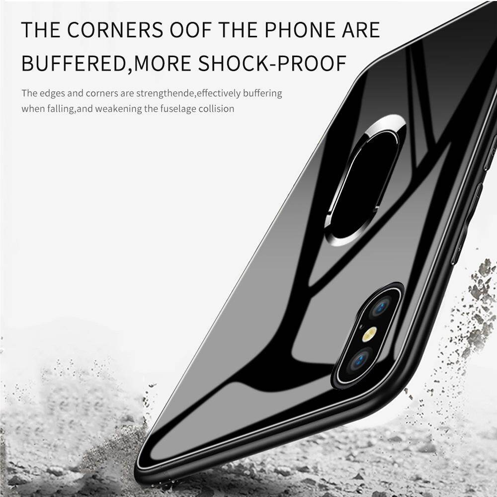 For Samsung Galaxy J7 Plus \ C8 \ J7310 \ C7 2017 Luxury Solid 360 Rotatable Magnetic Ring Holder Stand Case J7+ Tempered Glass Casing Protective Phone Back Shockproof Cover