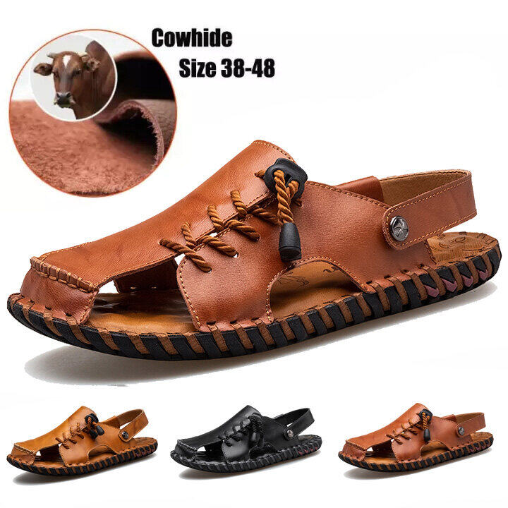 Ready Stock New Men's Leather Sandals, Men's Beach Sandals, Men's Home Leather Sandals, Men's Outdoor Casual Sandals