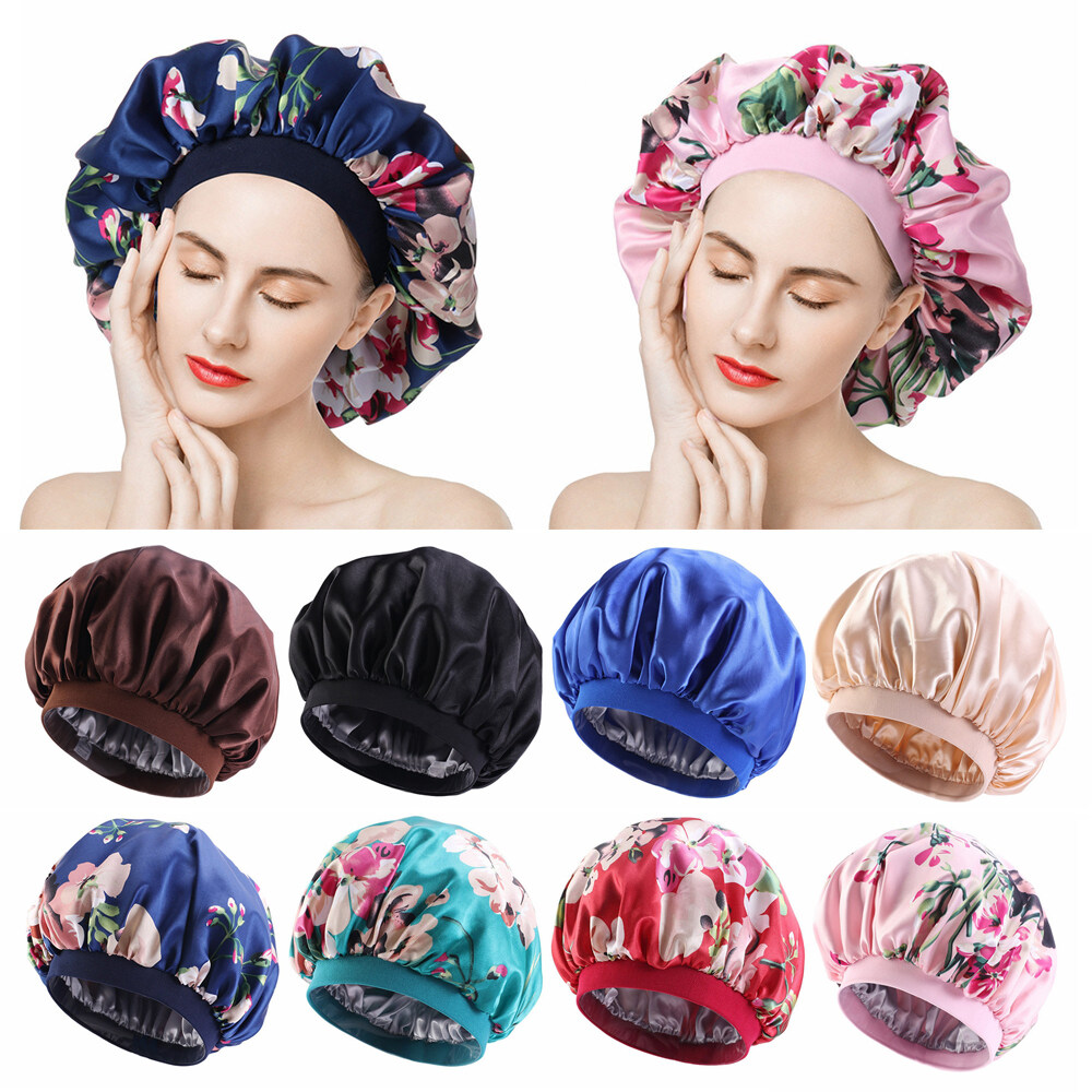 Women Turban Wide Band Silk Night Sleep Cap Large Satin Bonnet Hair Bonnet  Satin Bonnet for Curly Hair Sleeping Satin Sleeping Cap | Lazada