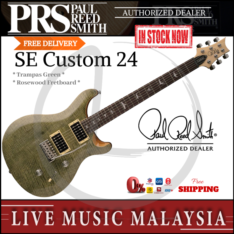 PRS SE Custom 24 Electric Guitar - Trampas Green (SE-24/SE24) Malaysia