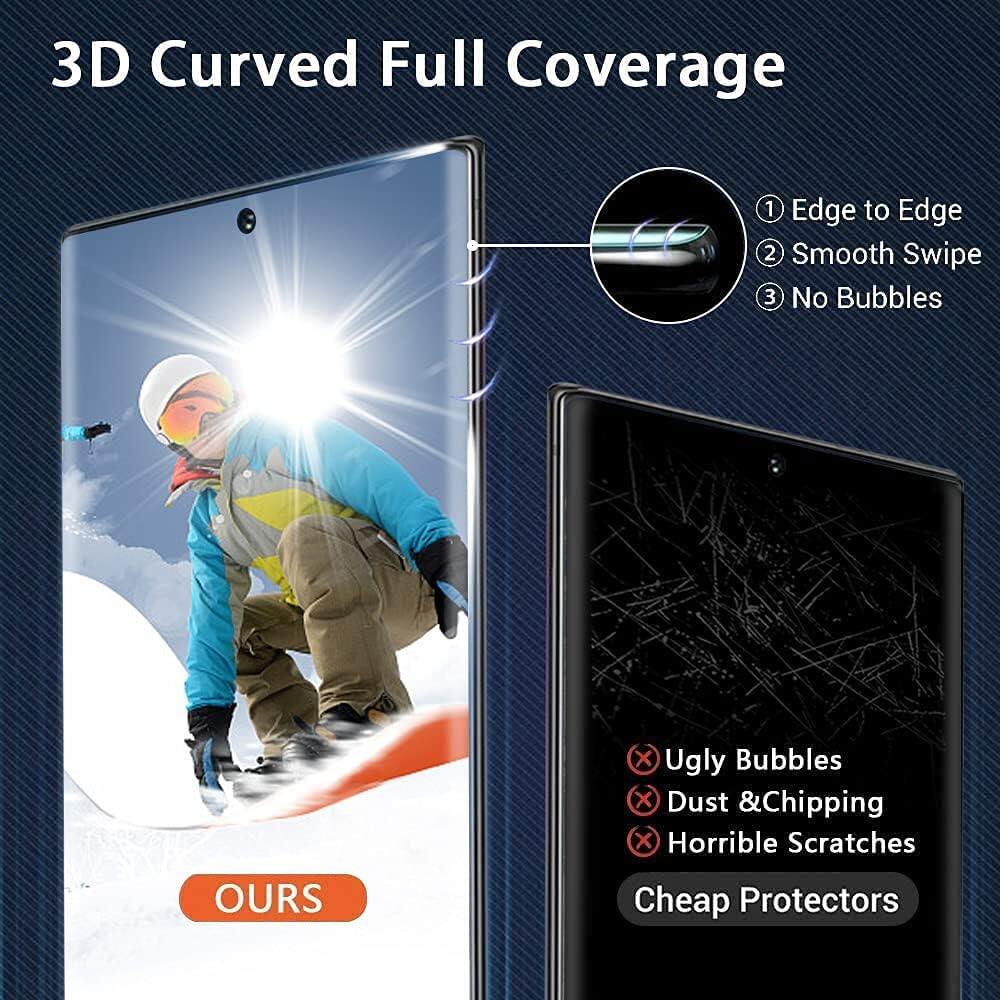 Luowan 1 gói Galaxy Note 20 Ultra Note 10 + Plus miếng bảo vệ màn hình, mở khóa vân tay, bảo hiểm toàn bộ 3D, cho Samsung Galaxy Note 20 Ultra 9H độ cứng cường lực mặt kính bảo vệ màn hình miếng bảo vệ màn hình