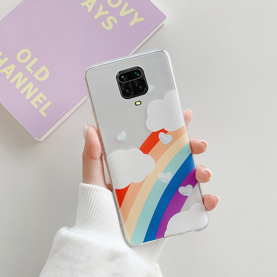 Ốp Cho Xiaomi Redmi Note 9S Note 9 Pro Ốp Ốp Lưng Điện Thoại TPU Silicon Mềm Trong Suốt Sơn Màu Dễ Thương Cover Quay Lại