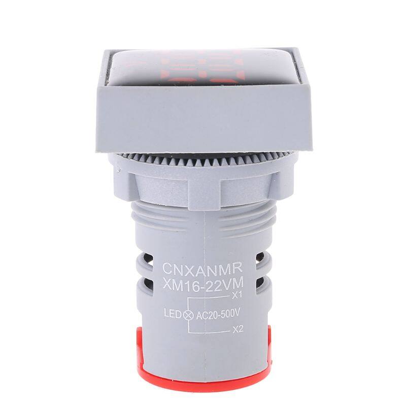 Vôn Kế Kỹ Thuật Số AD16 Đèn Báo Vôn Đồng Hồ Đo Điện Áp Hình Vuông AC 20-500V 22Mm Đèn LED