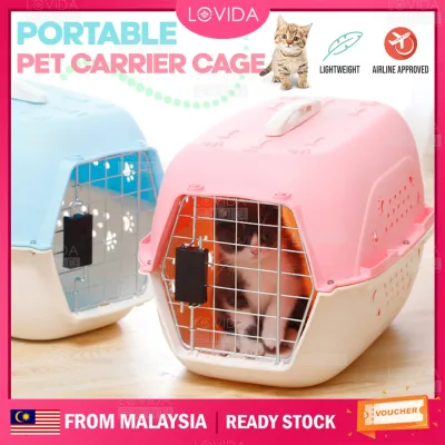 LOVIDA Malaysia Big Capacity Cat Dog Transport Carrier Cage Portable Pet Kennel Airline Approved Travel Outdoor Cage Anjing Kucing Sangkar