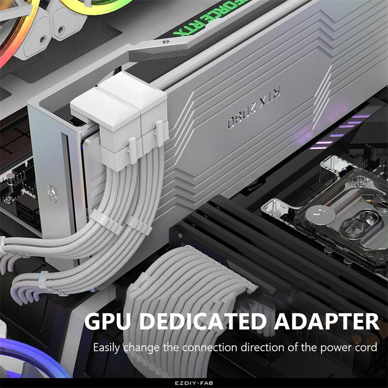 Desktop Computer Accessories Power Supply Connector 180 Degree Angled Turning Connectors Fireproof Plastic DIY for Graphics Card 8PIN Video Card Power Adapter