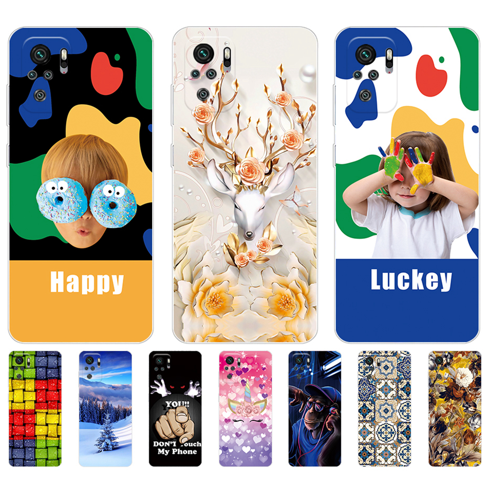 For Xiaomi Redmi Note 10 Note 10S Note 10 Pro Max Case Cute Rainbow Back Cover Soft TPU Phone Case