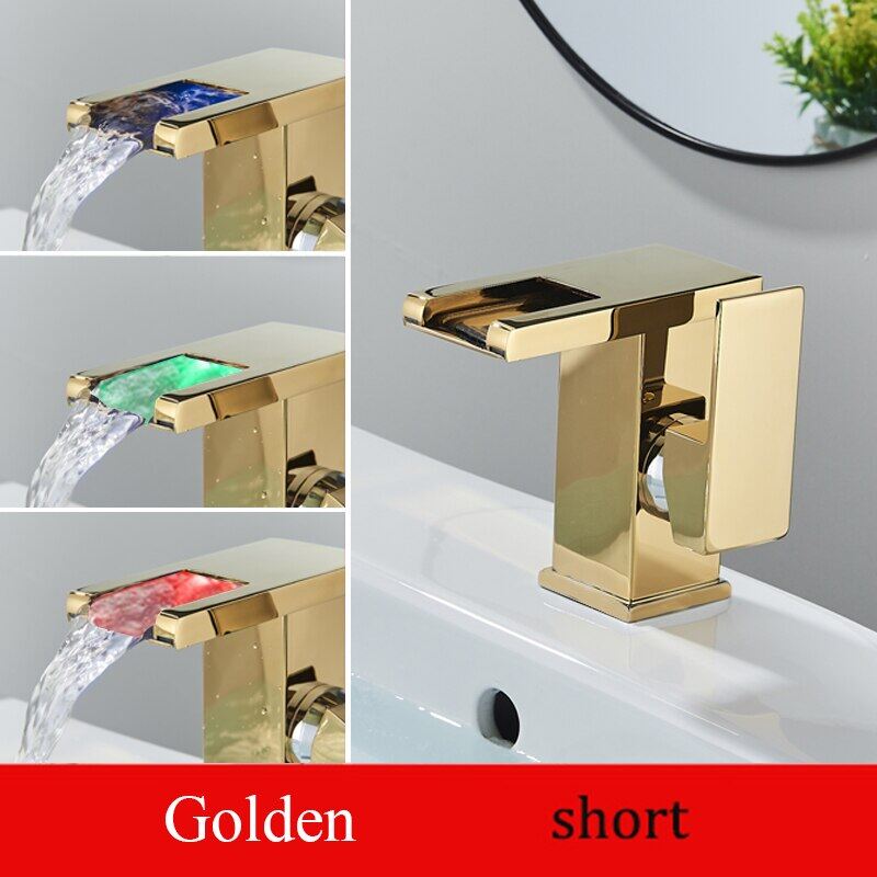 Senlesen Brass LED Waterfall Bathroom Basin Faucet Hydroelectric Power Generation Color Change Hot Cold Crane Sink Mixer Tap