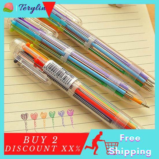Terylin 6 Colors 0.5mm Oily Ink Ballpoint Pen Office School Smooth Writing Ball Pen