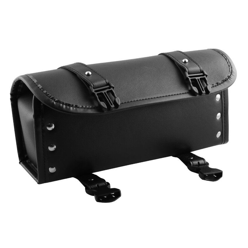 MA Universal Leather Motorcycle Tool Bag Handlebar Saddlebag Side Roll Barrel Pouch