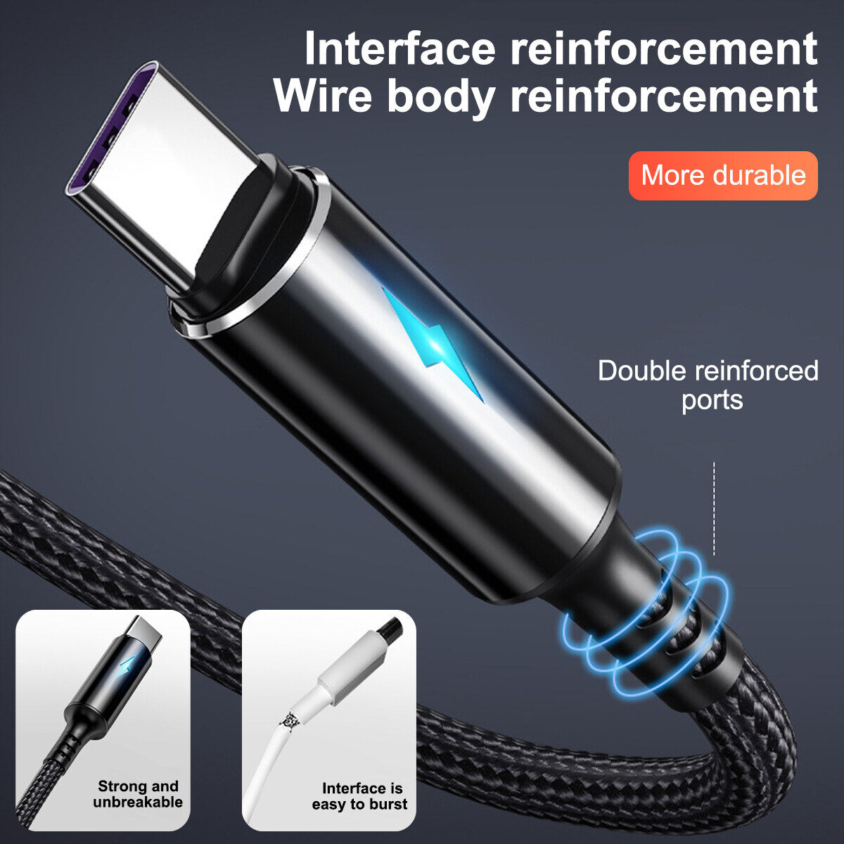 Fonken Cáp Sạc USB Ngắn 25Cm Cáp Micro USB Type C Cho Huawei Android Sạc Nhanh 2.4A Cáp Sạc Điện Thoại Có Đèn Báo