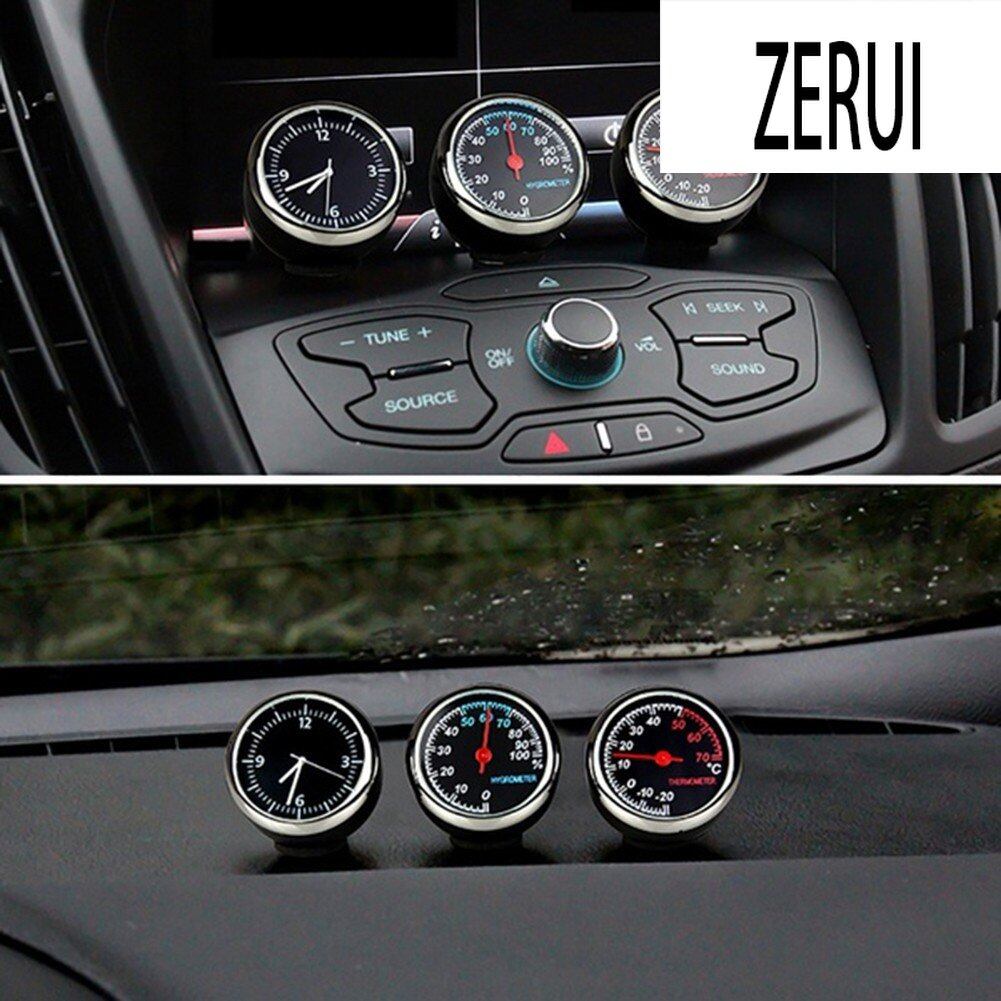Đồng Hồ Thạch Anh Mini Nội Thất Xe Hơi ZR Đồng Hồ Đo Độ Ẩm Nhiệt Kế Trang Trí Bảng Điều Khiển