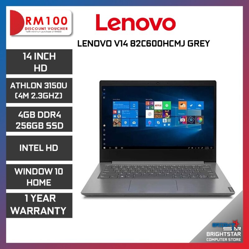 LENOVO V14 82C600HCMJ LAPTOP GREY 14 FHD / AMD ATHLON 3150U / 4GB / 256GB SSD / AMD / 1 YEAR WARRANTY Malaysia