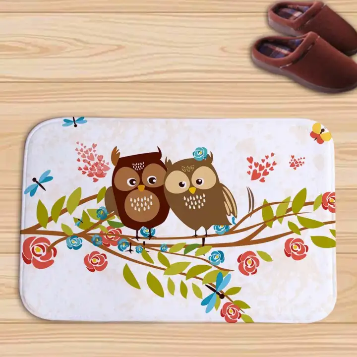 Hengjiang Burung Kartun Lucu Keset Motif Burung Hantu Keset Lantai