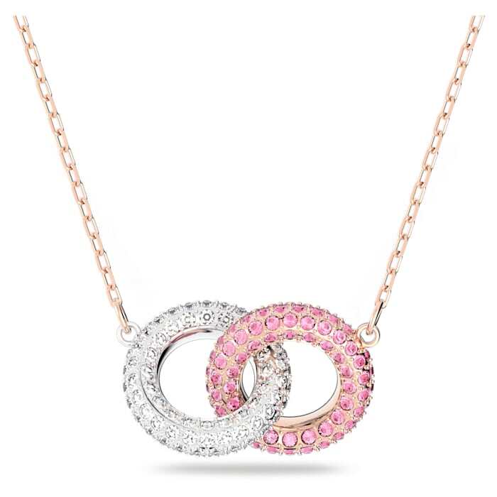 Stone Pendant Necklace Blue Interlocking Ring Stacking Necklace Jewelry for Women