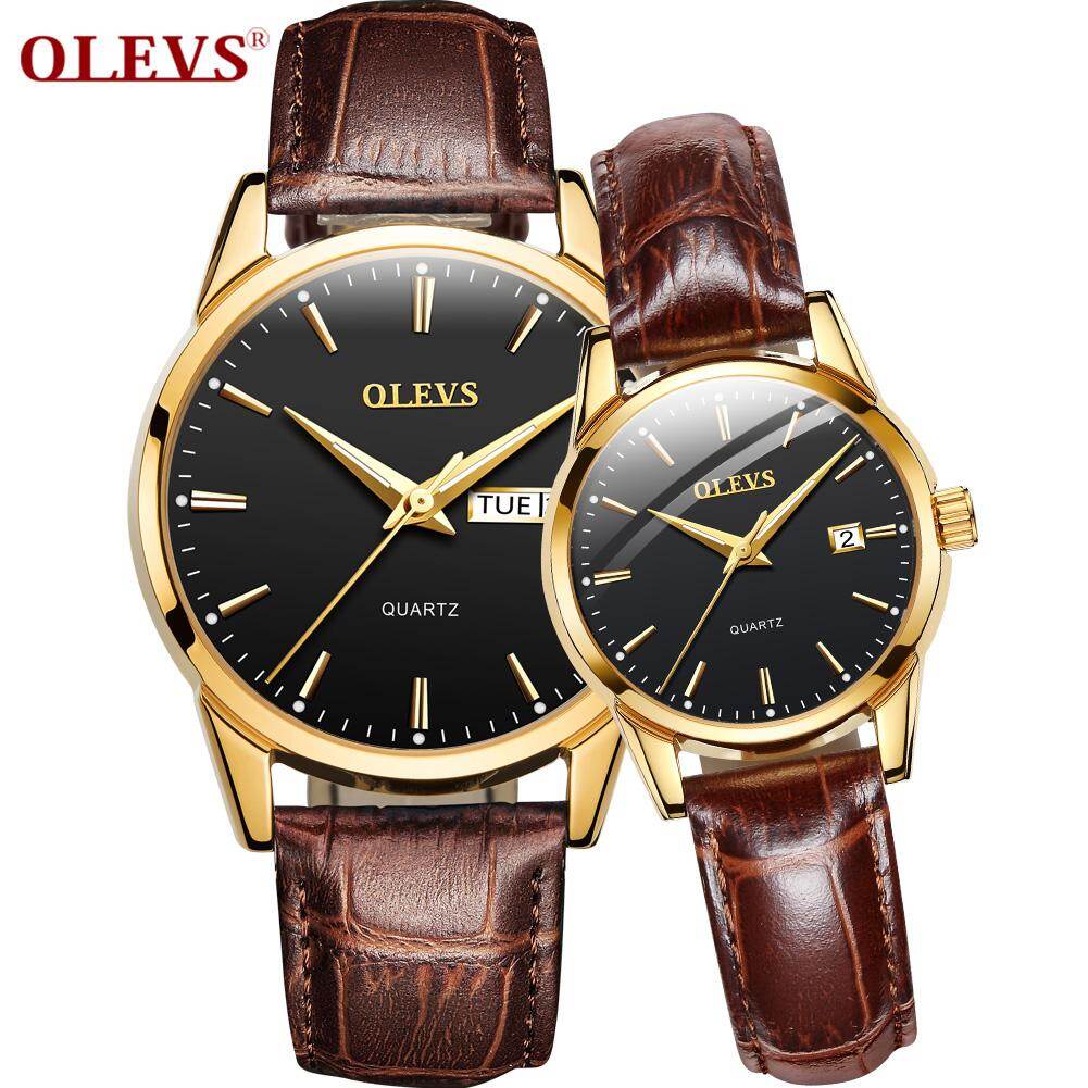 OLEVS authentic quartz couple  watch double calendar waterproof watch to send boyfriend gifts to girlfriend