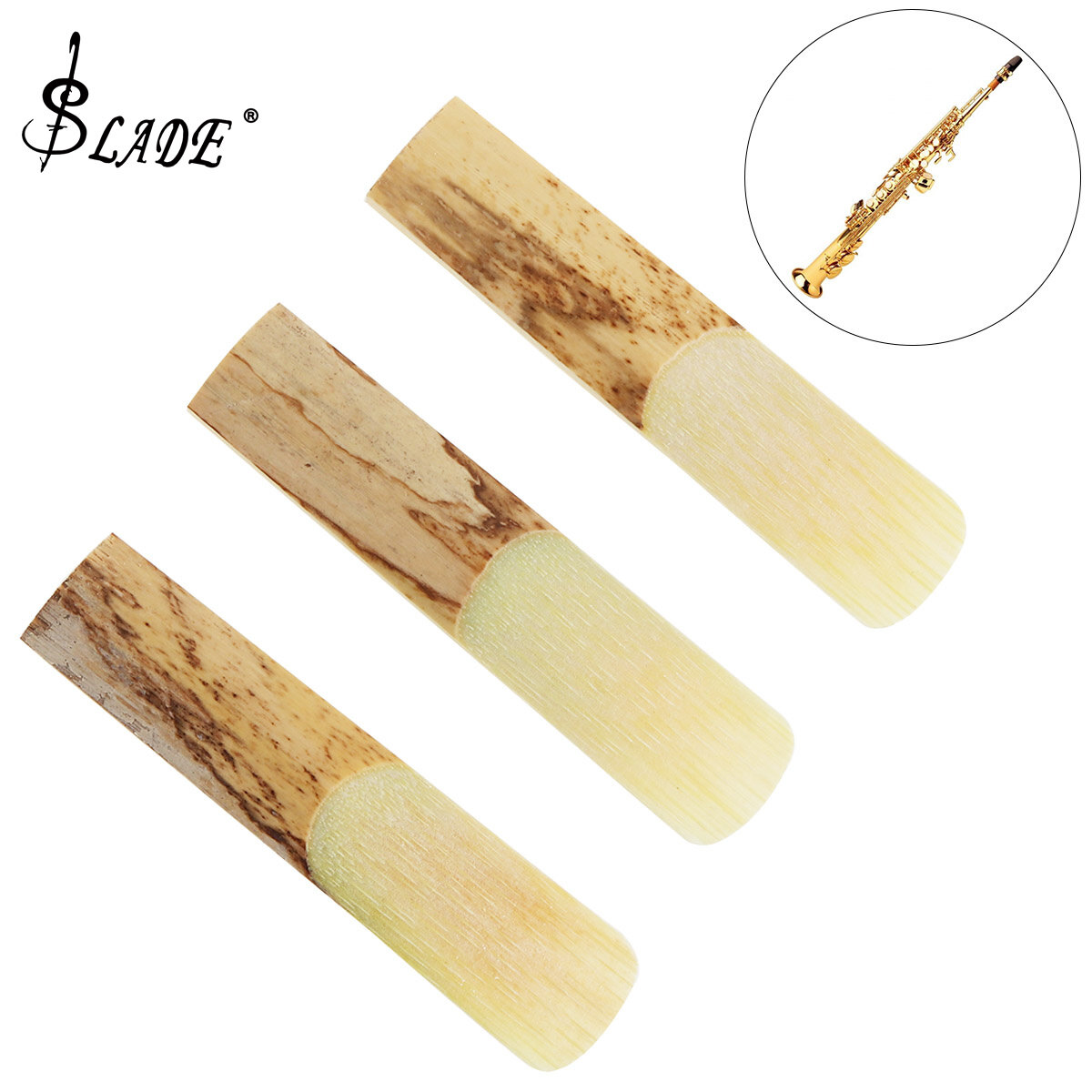 SLADE 10pcs High Grade Soprano bB Saxophone Sax Bamboo Reeds 2-1/2 Strength 2.5 for Soprano Saxophone