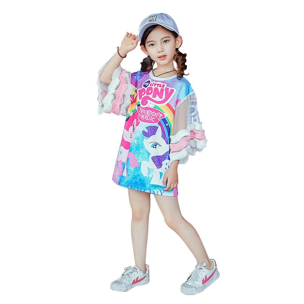 Giá bán HuaX Baby Girls Lace Princess Dresses Kids Mesh Medium Sleeve T-shirt Dress Children Clothing