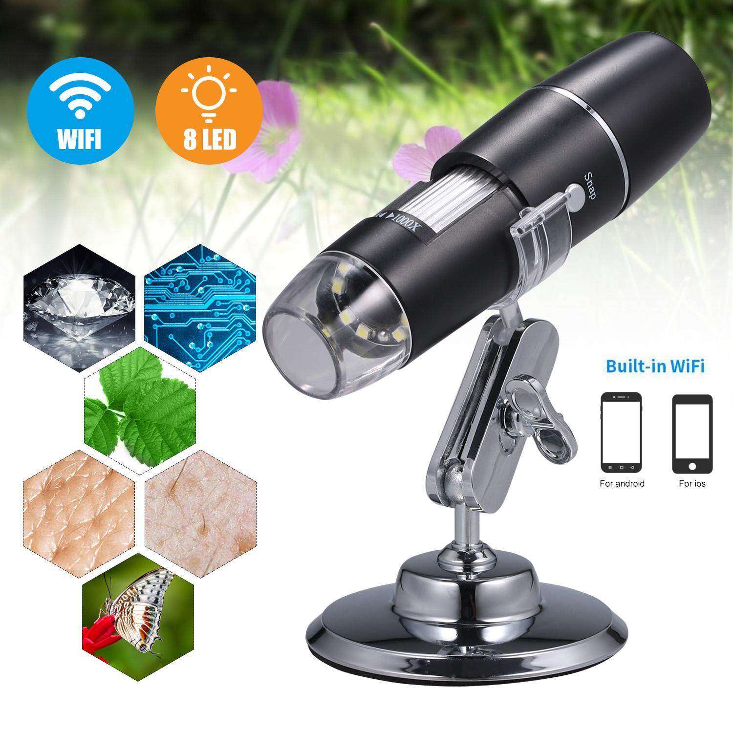 KKmoon Electron Digital Microscope Portable WiFi Wirelessly 1000x High Definition Magnifying Glass Christmas Halloween Educational Gift for Children