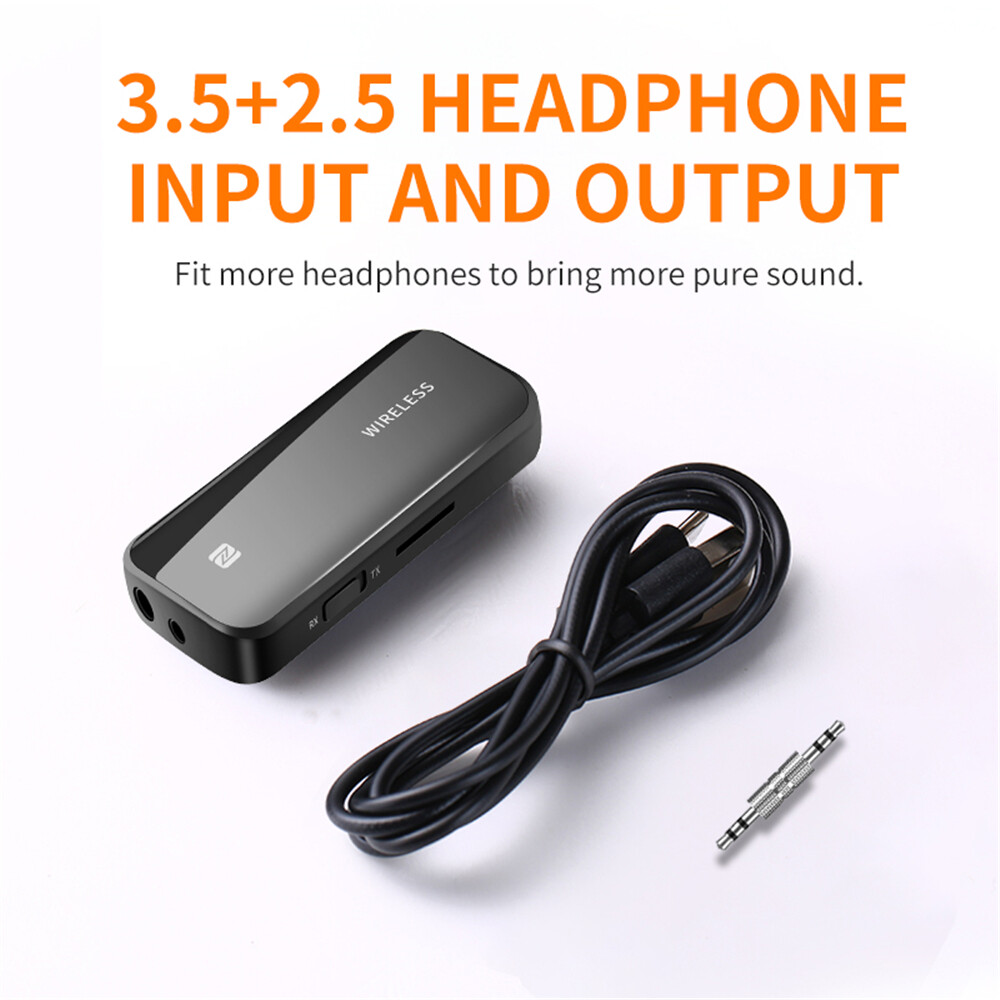KEBETEME Bộ Thu Phát Bluetooth 5.0 2 Trong 1 Nút Điều Khiển Bộ Chuyển Đổi Không Dây Âm Thanh AUX Mini 3.5Mm Cho Máy Vi Tính Xe Hơi