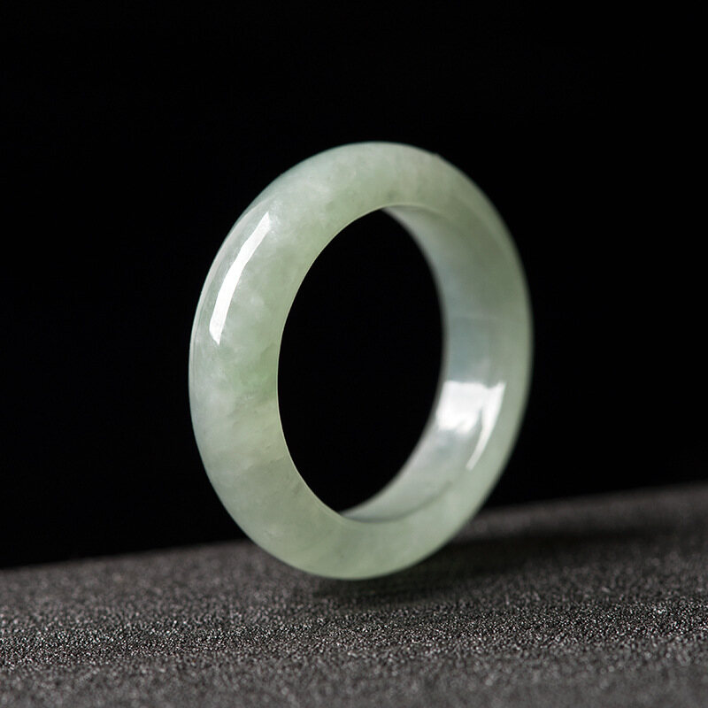 Cadia Light Green Natural Original Ice Jade Lucky Women Ring Y1R