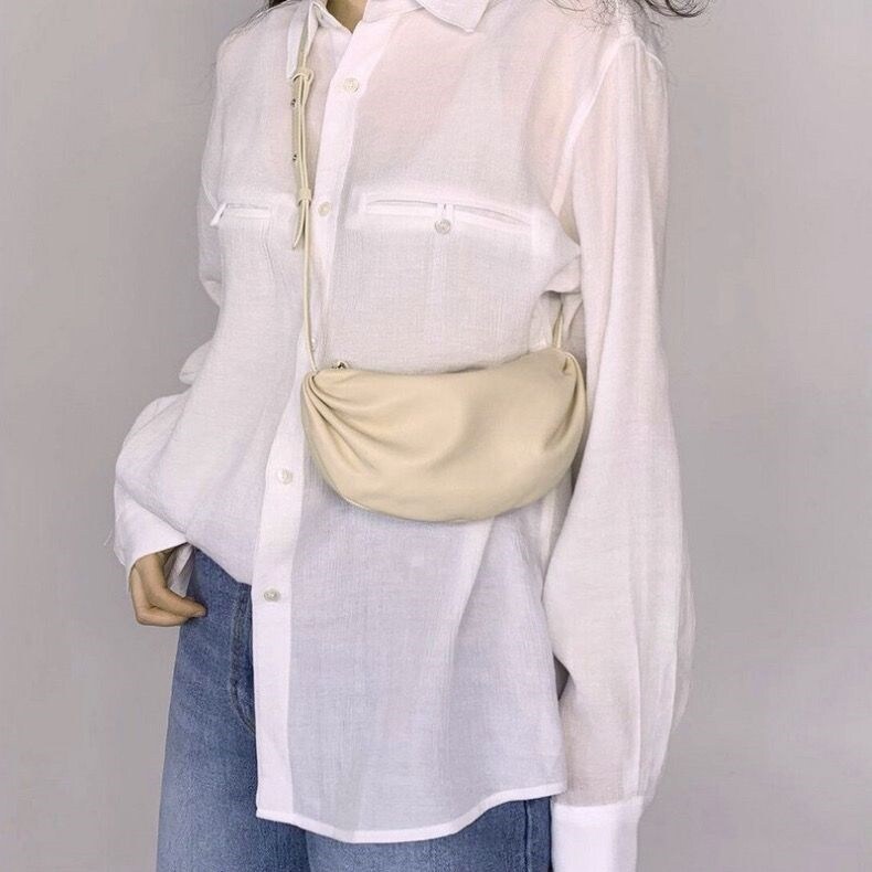 South Korea PU half package female buiks leaeher joker alar package soft skin dumplings package single shoulder bag