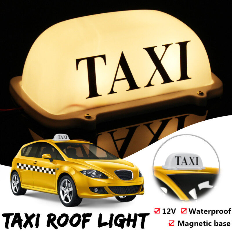 Đèn Vàng Đế Nam Châm Không Thấm Nước Taxi Trên Nóc Xe Cab Biển Hiệu LED Lam