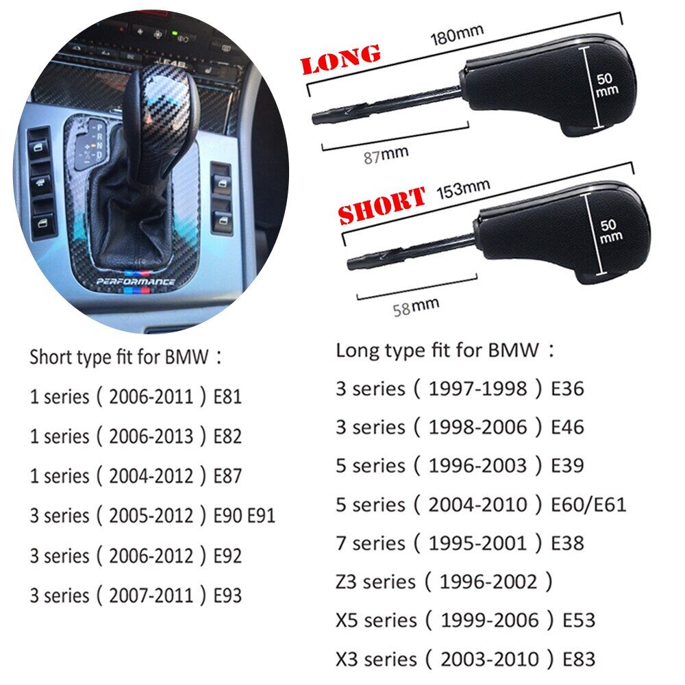 Núm bọc cần số kiểu tự động với Alcantara cho BMW E39 E46 E53 E60 E61 E63 E64 e83 E81 E82 e87 E90 E91 E92 ▷ sẵn sàng stocki