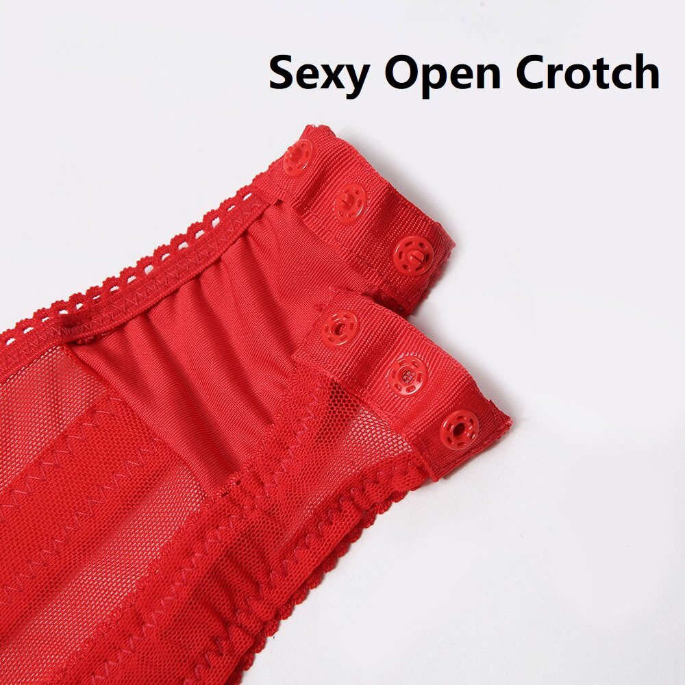 Phụ nữ gợi cảm mở Crotch ren jumpsuit Women Sexy Open Crotch Bodysuit Perspective Mesh Bra Exotic Elastic Gauze Pajamas...