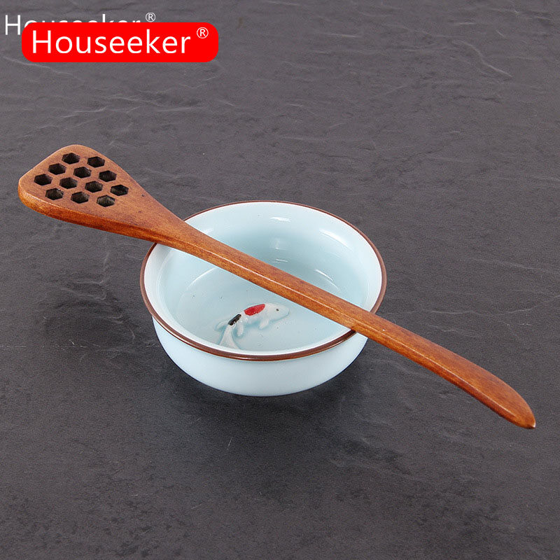 1pc Wooden Honey Spoon Kichen Accessories Long Handle Tea Coffee Mixing Spoon Kichen Gadgets