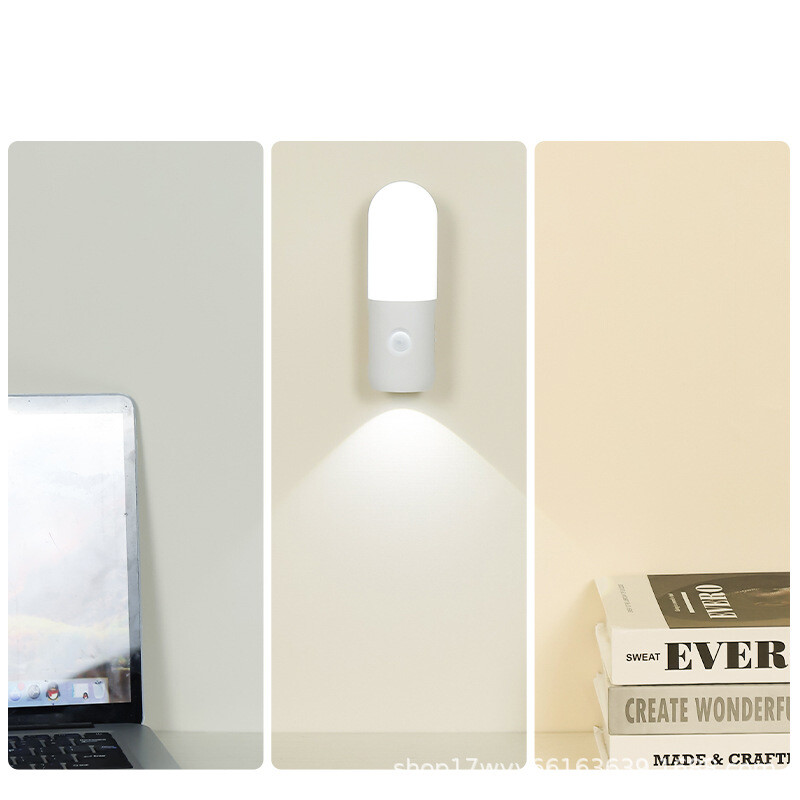 Intelligent human body sensor night light, bedroom aisle sensor spotlight, bedside wall light