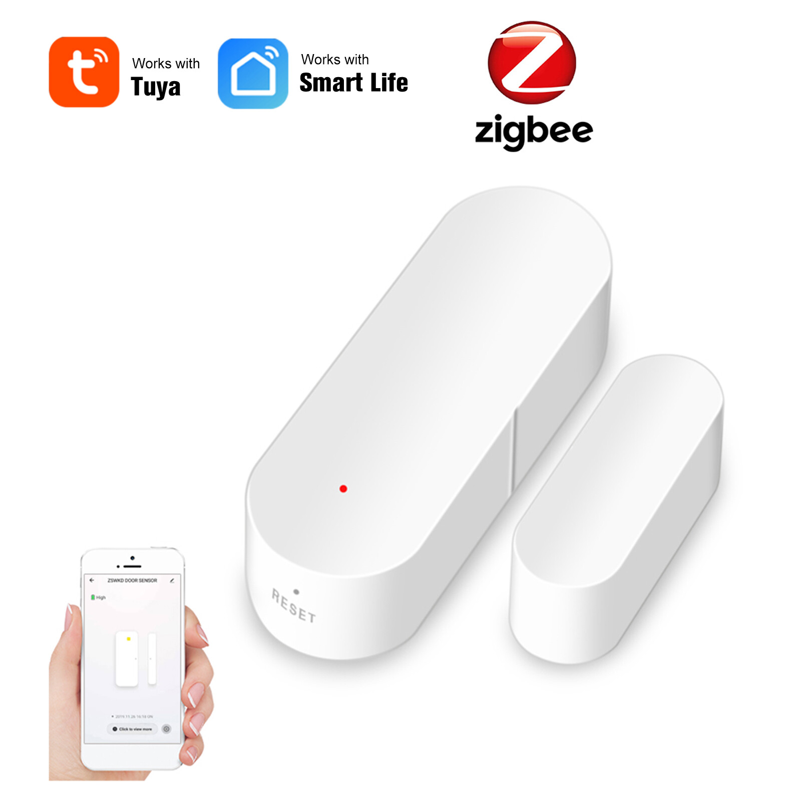 Zigbee Smart Door Sensor Tuya APP Control Door Open / Closed Detector Magnetic Switch Window Sensor Smart Home Security Alarm