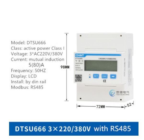 Chnt chint ddsu666 ddsu666-h dtsu666 single phase din-rail meter 5a 1.5a power inverter electric meter