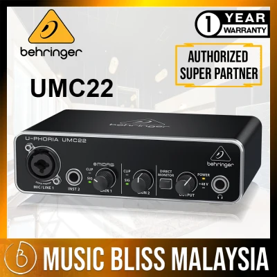 [READY STOCK] Behringer U-Phoria UMC22 Audiophile 2x2 USB Audio Interface with Midas Mic Preamplifier (UMC-22 / UMC 22)