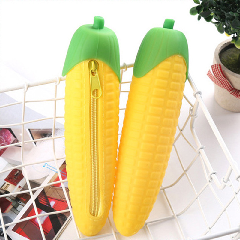Creative Fruit Shape Silicone Pencil Case Cartoon Large Capacity Pencil Case Student Storage Stationery Bag