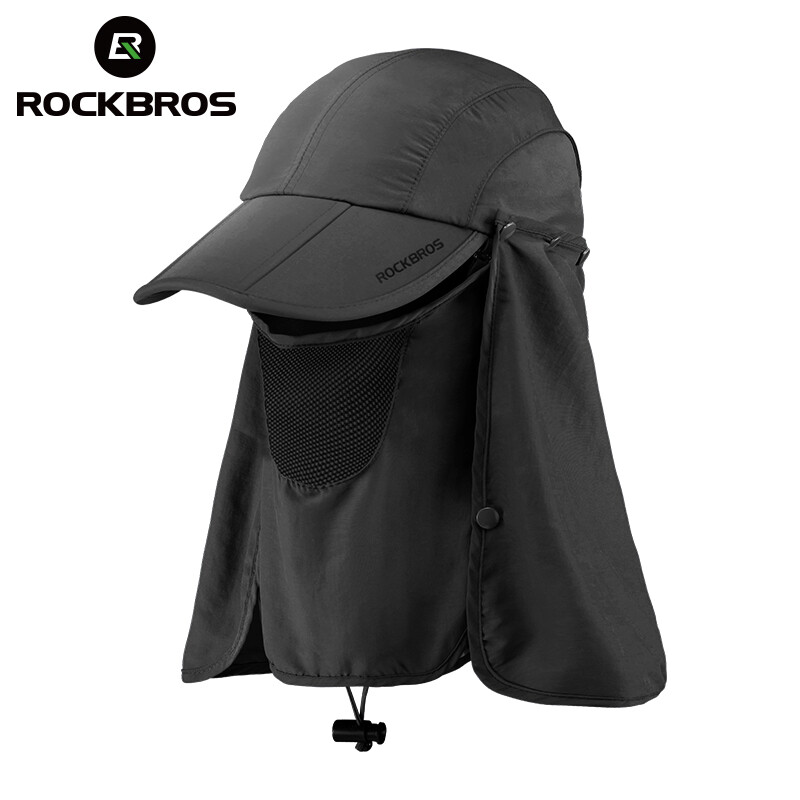 ROCKBROS Sun Hat Men Women UV Protection Breathable Quick Drying Sun Hat Face Neck Protection Removable Mask Foldable Hat