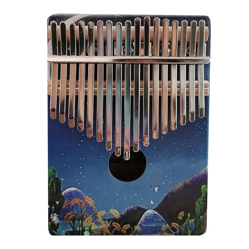 Kalimba 17 Keys Thumb Piano with Tune Hammer Wood Hand Finger Piano Mbira Gifts for Kids Adult Beginners (Stars)
