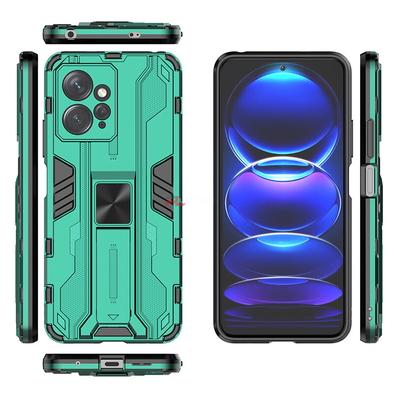 PlusCase for Xiaomi Redmi Note 12 4G Case Shockproof Kickstand Armor Camera Lens Protector Hard Back Cover