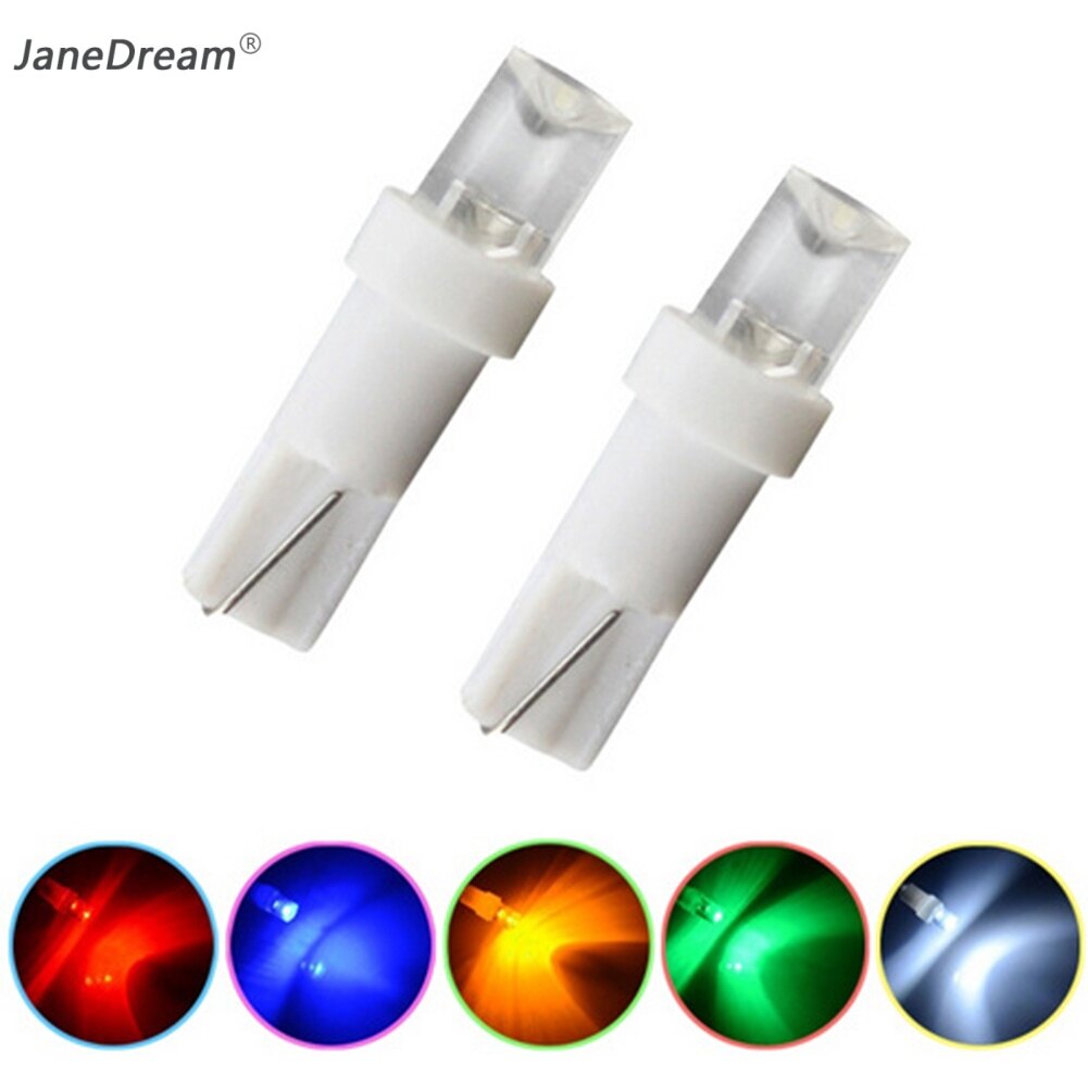 Janedream 10Pcs T5 LED Car Dash Dashboard Lights Bulb Instrument Panel Lamp Speedometer Wedge Side Concave Lens