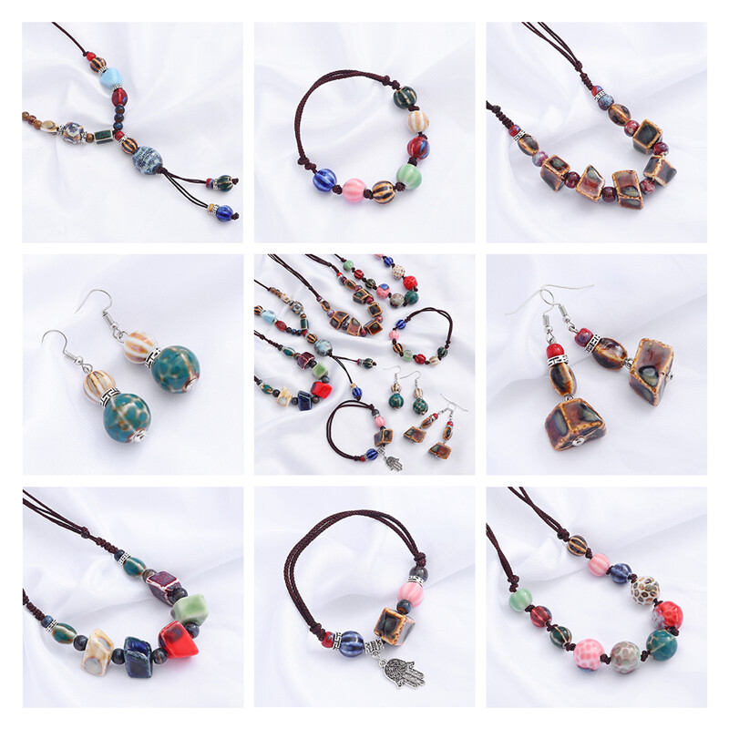 5pcs/Bag 14mm High Quality Unique Delicate Handmade Chinese Ceramic Porcelain Triangle Geometry Shape Beads Charm for Earring Necklace Bracelet DIY Jewerlry Craft Making Accessories