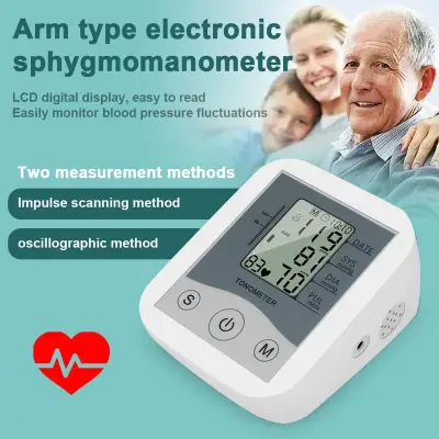 Blood Pressure Monitor Upper Arm Blood Pressure Machine with Large Adjustable Cuff Household Sphygmomanometer Large Lcd Digital Bp Monitor Automatic Monitor
