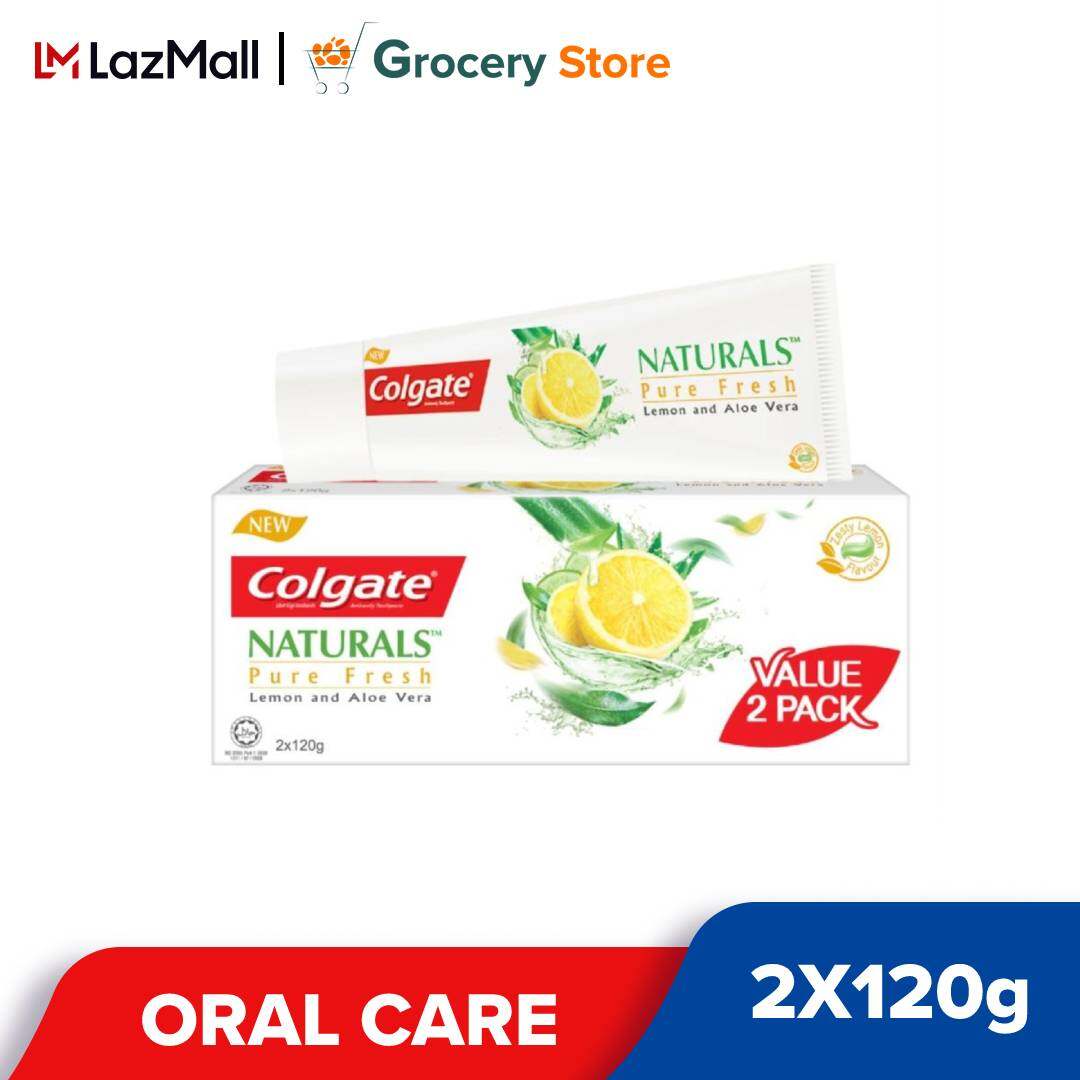 Colgate Naturals Pure Fresh (Lemon & Aloe Vera) Toothpaste Valuepack 120g x  2 | Lazada