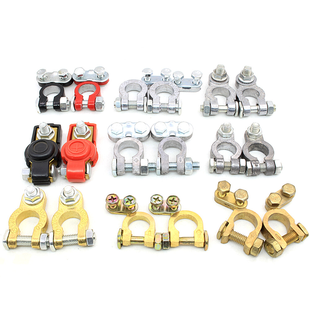 JaneDream 2Pcs Car Battery Terminals Wire Cable Clamp Top Quick Post Terminal Positive & Negative Electric Connector Clamps Auto Accessorie