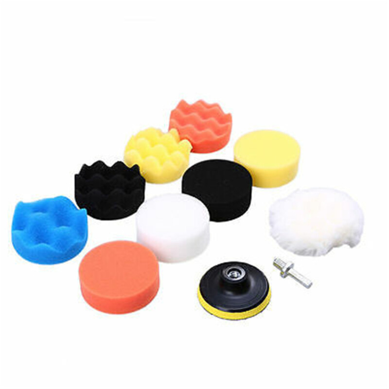 11PCS Sponge Polishing Foam Waxing Buffing Pads Set Kit Compound Auto Car Drill